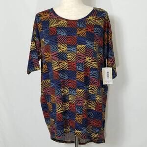 Lularoe Irma Womens Tunic Rainbow Tribal Geometric Square XXS NEW